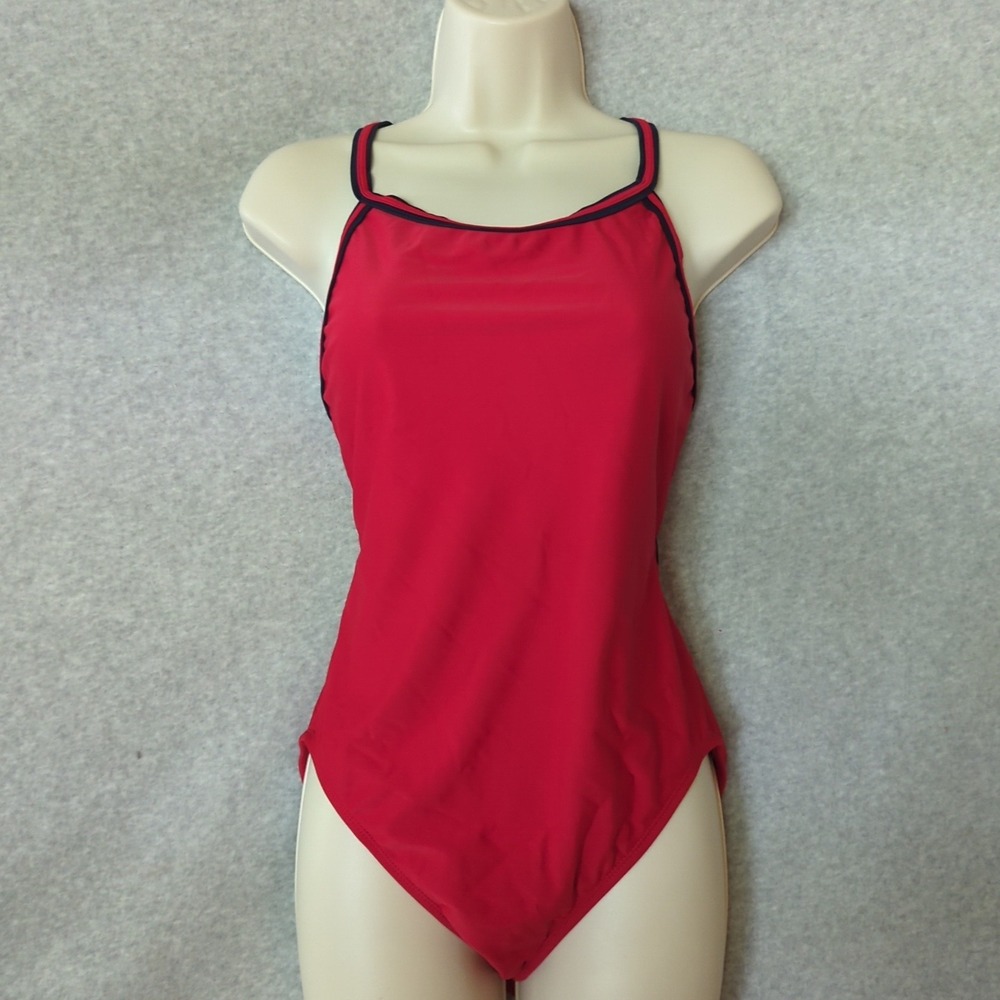 MAO Swimwear Red One Piece Swimsuit Criss Cross Back Women's Size 40